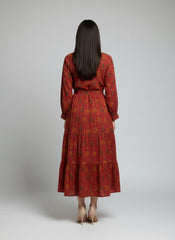 Ethnic Motifs Print A-Line Midi Dress