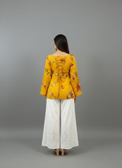 Floral Cotton Printed Top with Palazzos
