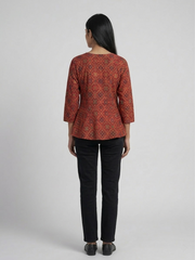 Geometric Print Ethnic Peplum Top