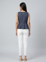 Checked Cotton Peplum Top