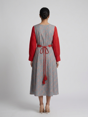 Floral Print A-Line Midi Dress