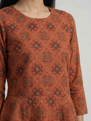 Geometric Print Ethnic Peplum Top