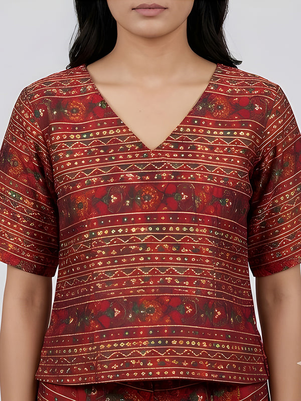 Bohemian Printed Top with Palazzos
