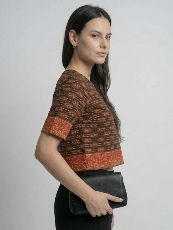 House of Fabera: Midnight Black Ajrakh Print Indo-Western Co-ord Set