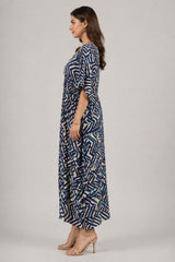 Print Kimono Sleeve Kaftan Maxi Dress