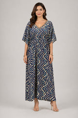 Print Kimono Sleeve Kaftan Maxi Dress