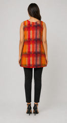 Checked Round Neck Sleeveless Neck Top