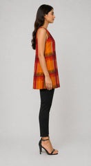 Checked Round Neck Sleeveless Neck Top