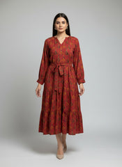 Ethnic Motifs Print A-Line Midi Dress