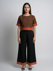 Woven Design Top with Palazzos
