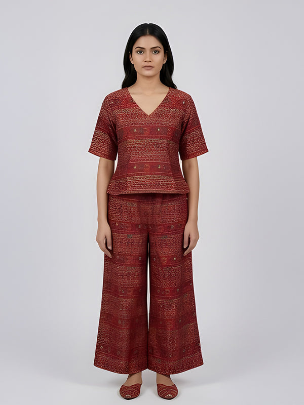 Bohemian Printed Top with Palazzos
