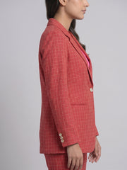 Cotton Checked Blazer with Trousers