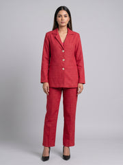 Cotton Checked Blazer with Trousers