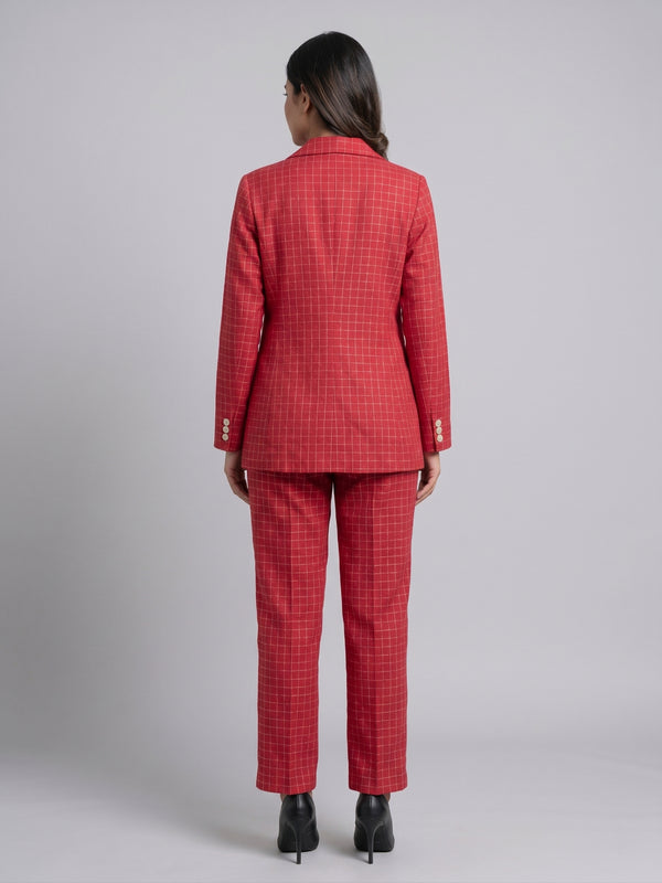 Cotton Checked Blazer with Trousers