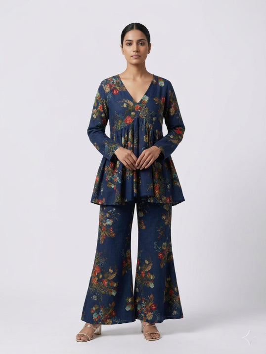 Floral Printed Top with Palazzos