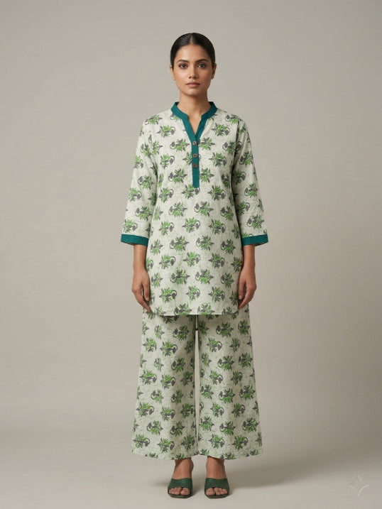 Cotton Printed Tunic with Palazzos