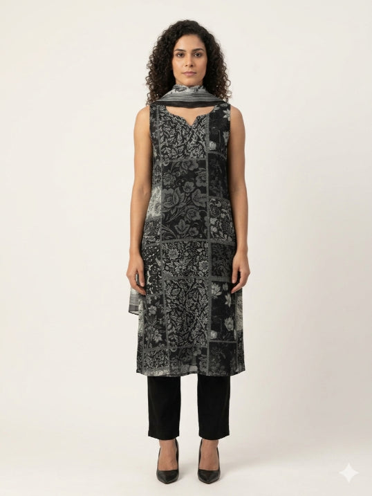 Women Ethnic Motifs Printed Regular Pure Cotton Kurta with Trousers & With Dupatta