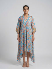 Tie and Dye Print Kaftan Midi Dress