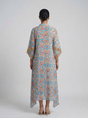 Tie and Dye Print Kaftan Midi Dress