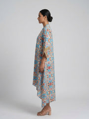 Tie and Dye Print Kaftan Midi Dress