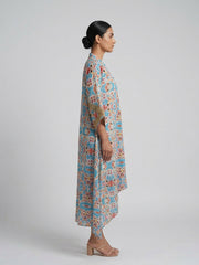 Tie and Dye Print Kaftan Midi Dress