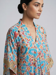 Tie and Dye Print Kaftan Midi Dress