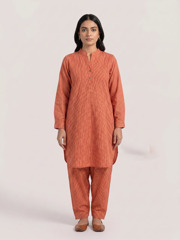 Cotton Checked Tunic with Trousers