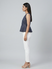 Checked Cotton Peplum Top