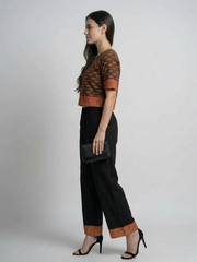 Woven Design Top with Palazzos