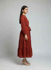 Ethnic Motifs Print A-Line Midi Dress