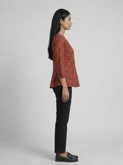 Geometric Print Ethnic Peplum Top