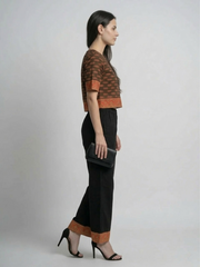 Woven Design Top with Palazzos