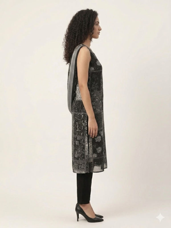 Women Ethnic Motifs Printed Regular Pure Cotton Kurta with Trousers & With Dupatta
