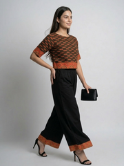 Woven Design Top with Palazzos