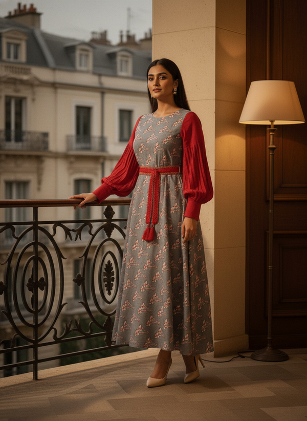 Floral Print A-Line Midi Dress