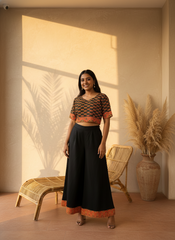 Woven Design Top with Palazzos