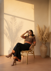 Woven Design Top with Palazzos
